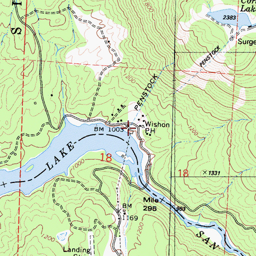 Topographic Map of Wishon Powerhouse, CA