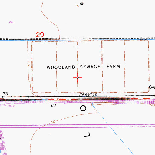 Topographic Map of Woodland Sewage Farm, CA