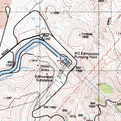Topographic Map of A D Edmonston Pumping Plant, CA