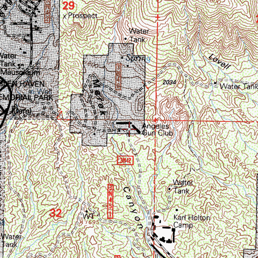 Topographic Map of Angels Gun Club, CA