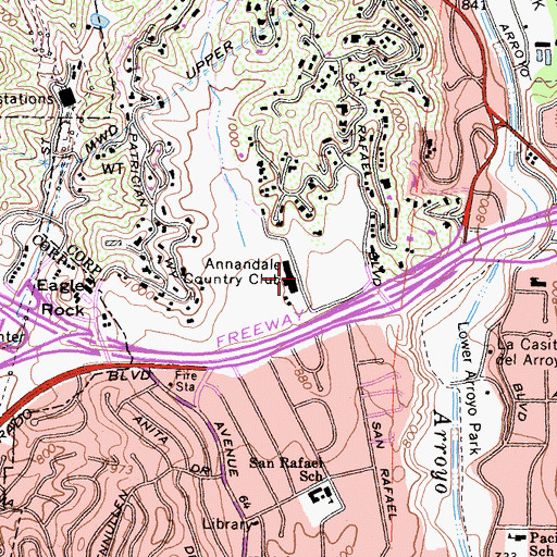 Topographic Map of Annandale Country Club, CA