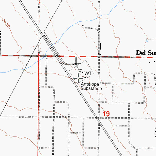 Topographic Map of Antelope Substation, CA