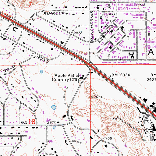Topographic Map of Apple Valley Yacht Club, CA
