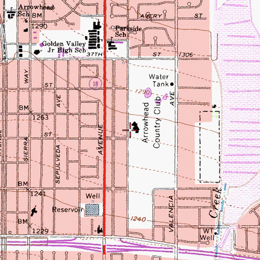 Topographic Map of Arrowhead Country Club, CA