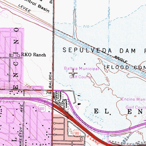 Topographic Map of Balboa Municipal Golf Course, CA