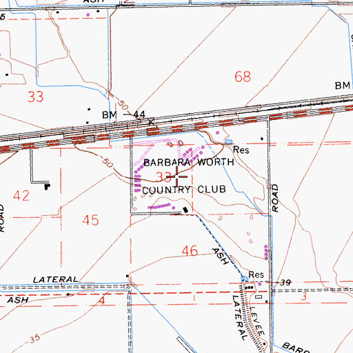 Topographic Map of Barbara Worth Country Club, CA