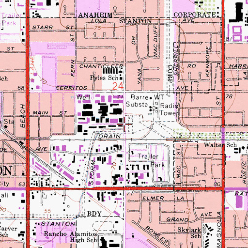 Topographic Map of Barre Substation, CA