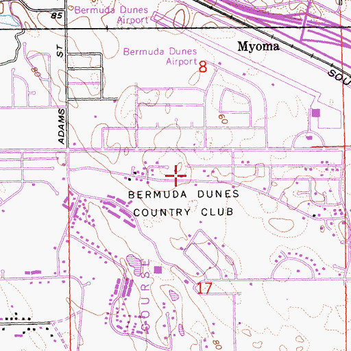Topographic Map of Bermuda Dunes Country Club, CA