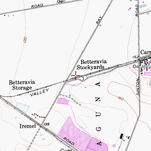 Topographic Map of Betteravia Stockyards, CA