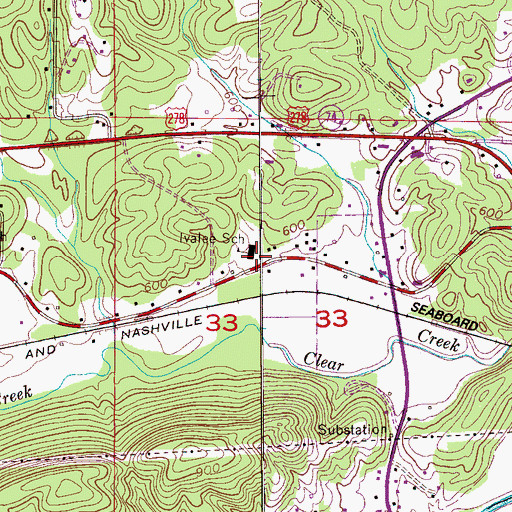 Topographic Map of Ivalee Elementary School, AL