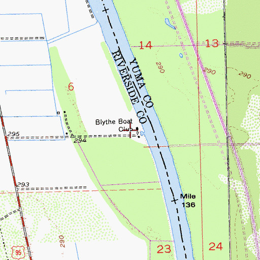 Topographic Map of Blythe Boat Club, CA