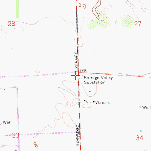 Topographic Map of Borrego Valley Substation, CA
