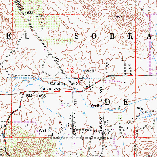 Topographic Map of Cajalco Fire Station, CA