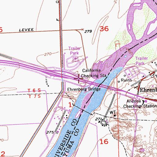 Topographic Map of California Checking Station, CA
