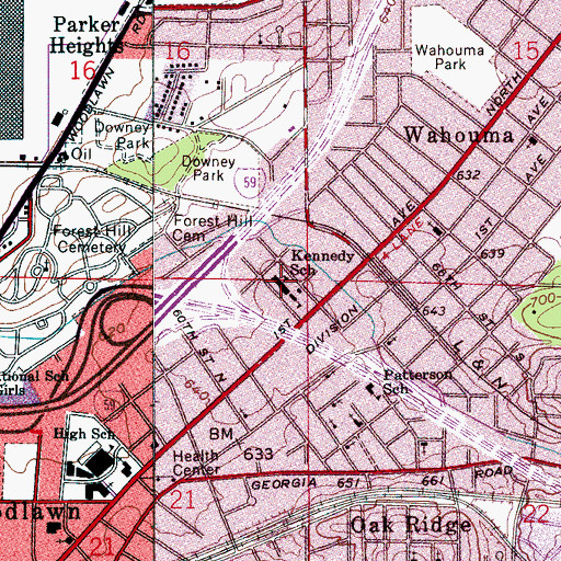 Topographic Map of Kennedy Middle School, AL