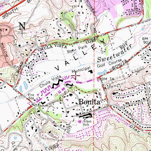 Topographic Map of Chula Vista Municipal Golf Course, CA