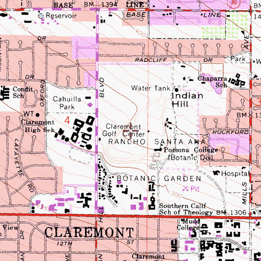 Topographic Map of Claremont Golf Course, CA