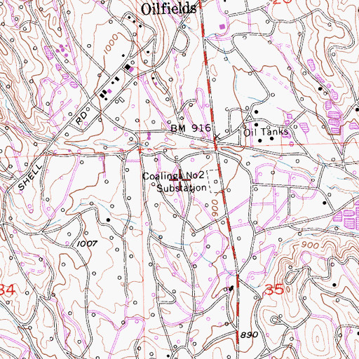 Topographic Map of Coalinga Number Two Substation, CA
