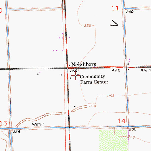Topographic Map of Community Farm Center, CA
