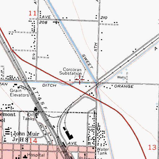 Topographic Map of Corcoran Substation, CA