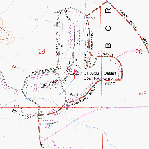 Topographic Map of De Anza Desert Country Club, CA