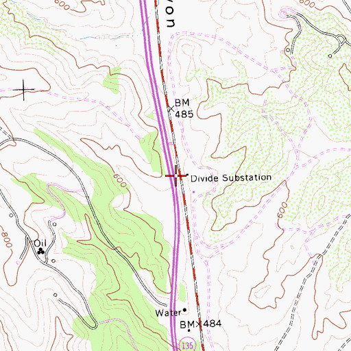 Topographic Map of Divide Substation, CA