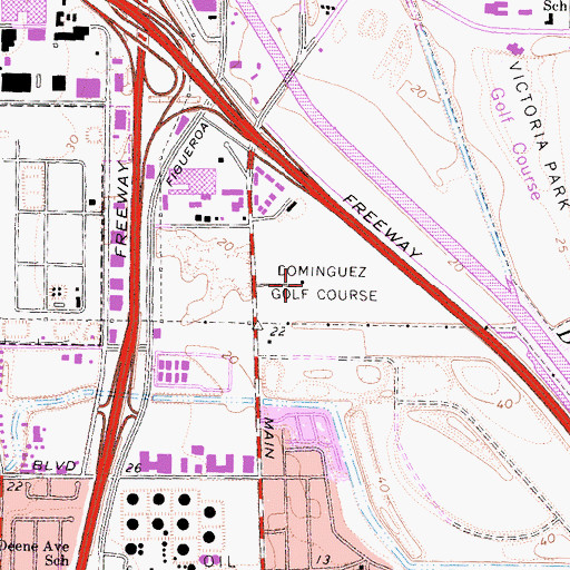 Topographic Map of Dominguez Golf Course, CA