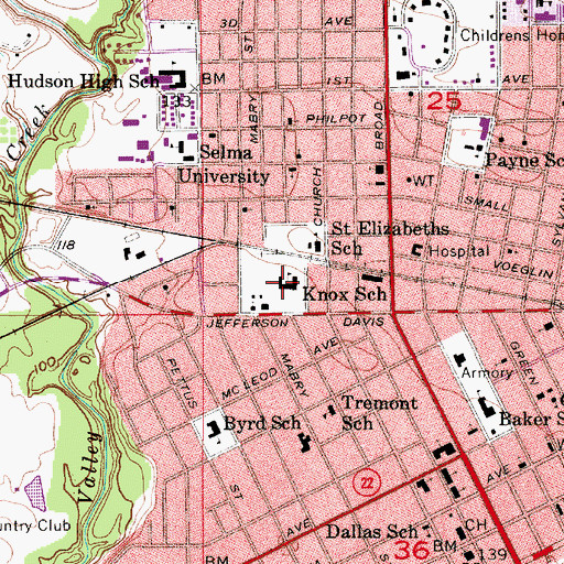 Topographic Map of Knox Elementary School, AL