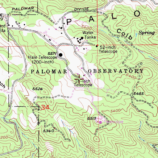 Topographic Map of Eighteen-Inch Telescope, CA