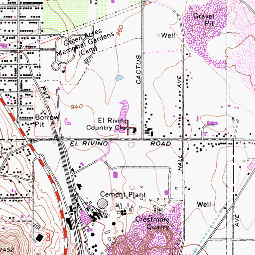 Topographic Map of El Rivino Country Club, CA