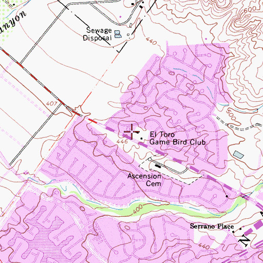 Topographic Map of El Toro Game Bird Club, CA