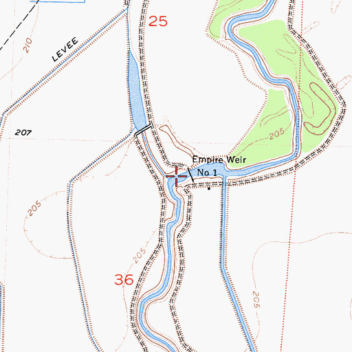 Topographic Map of Empire Weir Number One, CA