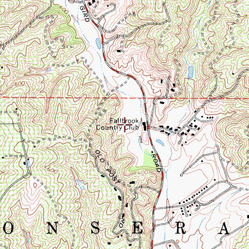 Topographic Map of Fallbrook Country Club, CA