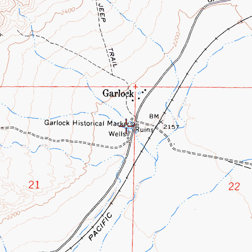 Topographic Map of Garlock Historical Marker, CA