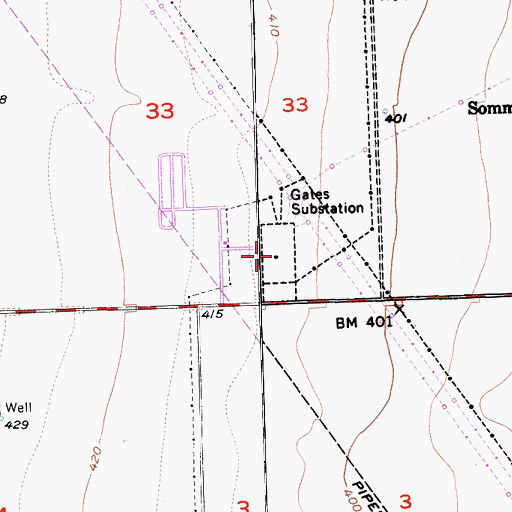 Topographic Map of Gates Substation, CA