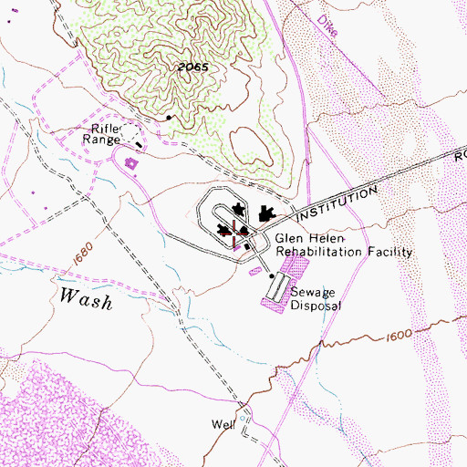 Topographic Map of Glen Helen Rehabilitation Facility, CA