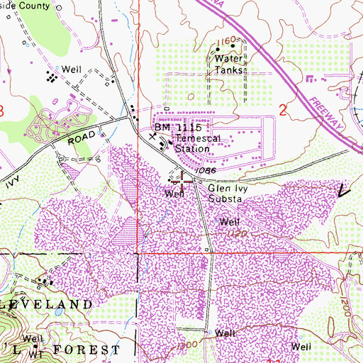 Topographic Map of Glen Ivy Substation, CA