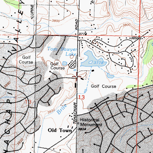 Topographic Map of Golden Hills Golf Course, CA