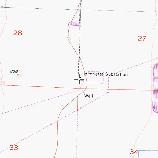 Topographic Map of Henrietta Substation, CA