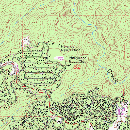 Topographic Map of Hollywood Boys Club, CA