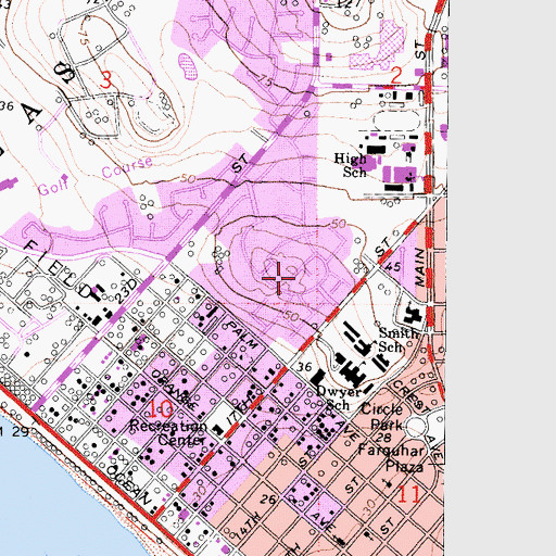 Topographic Map of Huntington Beach Country Club, CA