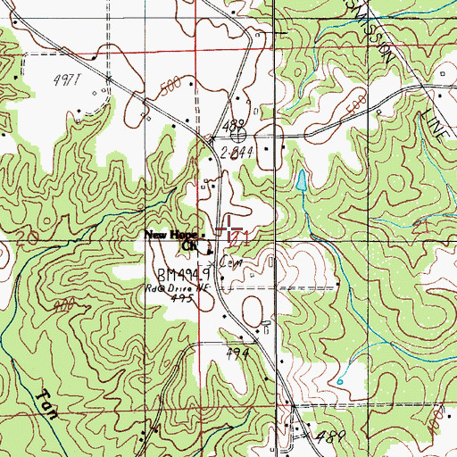 Topographic Map of Lightwood Junior High School, AL