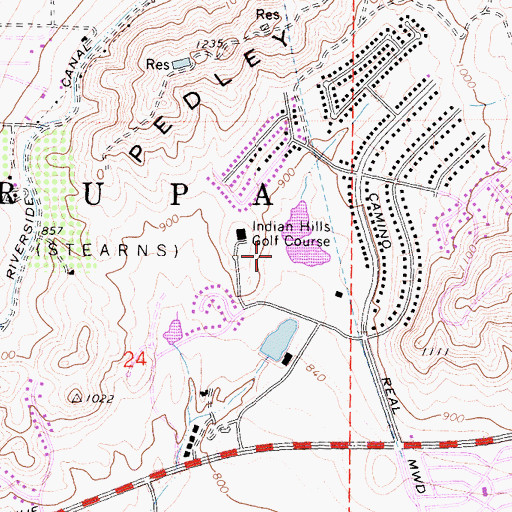 Topographic Map of Indian Hills Golf Course, CA