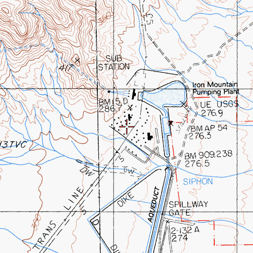 Topographic Map of Iron Mountain Pumping Plant, CA