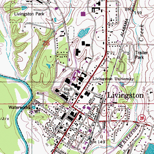 Topographic Map of University of West Alabama, AL