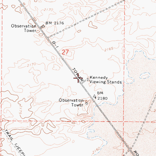 Topographic Map of Kennedy Viewing Stands, CA