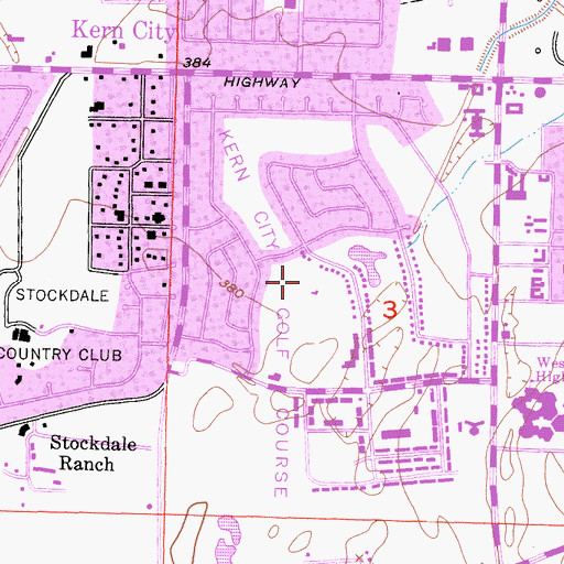 Topographic Map of Kern City Golf Course, CA