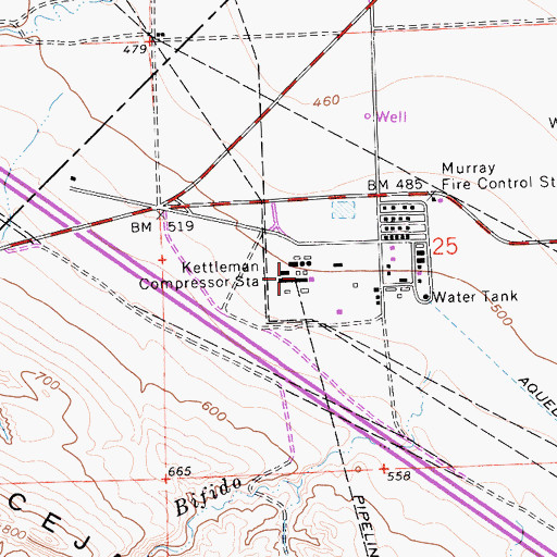 Topographic Map of Kettleman Compressor Station, CA