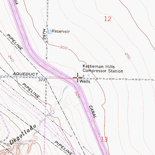 Topographic Map of Kettleman Hills Compressor Station, CA