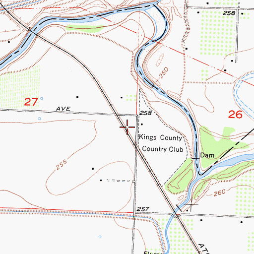 Topographic Map of Kings County Country Club, CA